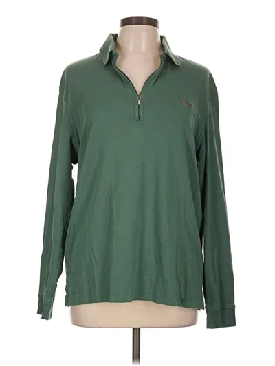 Pre-owned Greg Norman Long Sleeve Polo Shirt In Green