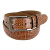 Greg Norman Men's Croco Print Leather Belt In Brown