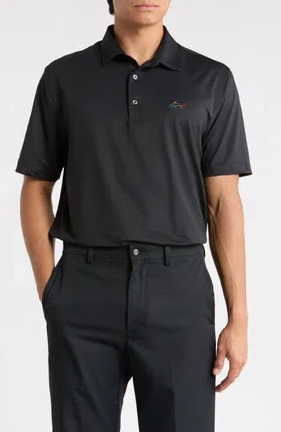 Greg Norman Oyster Pique Performance Polo In Black