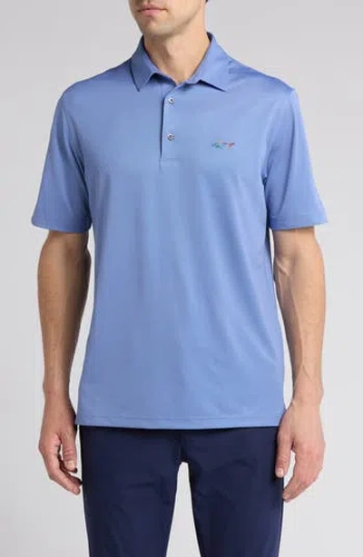 Greg Norman Oyster Piqué Performance Polo In Vineyard Blue