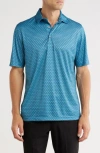 Greg Norman Print Golf Polo In Blue