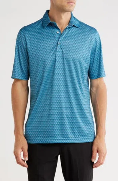 Greg Norman Print Golf Polo In Blue