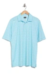 Greg Norman Print Knit Golf Polo In Blue