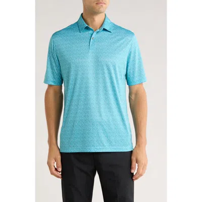 Greg Norman Print Knit Golf Polo In Blue