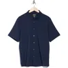 Greg Norman Rib Pocket Front Button Up Shirt In Navy