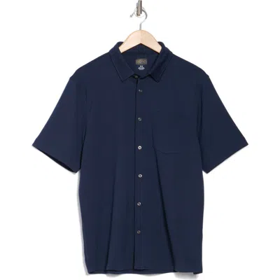 Greg Norman Rib Pocket Front Button Up Shirt In Navy