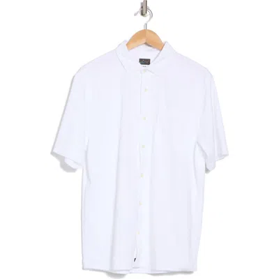 Greg Norman Rib Pocket Front Button Up Shirt In White