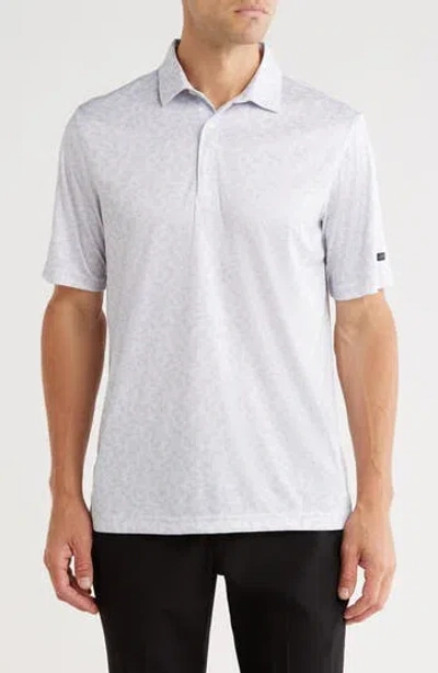 Greg Norman Rye Grass Print Golf Polo In White