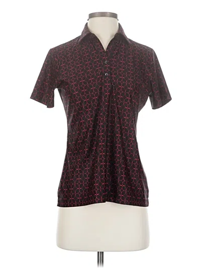 Pre-owned Greg Norman Short Sleeve Blouse In Burgundy