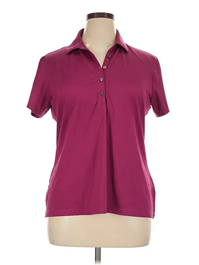 Pre-owned Greg Norman Short Sleeve Blouse In Burgundy