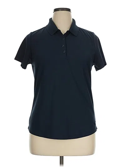 Pre-owned Greg Norman Short Sleeve Top Blue Collared Neckline Tops