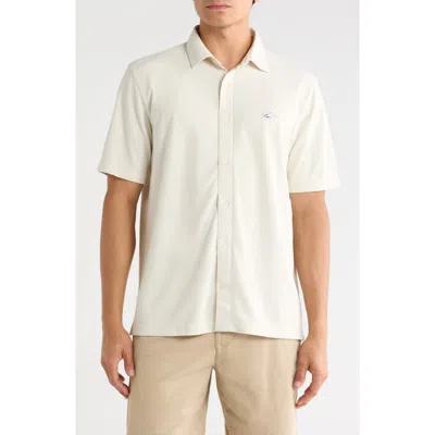 Greg Norman Stretch Piqué Button Front Shirt In White