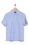 Greg Norman Stripe Print Seersucker Short Sleeve Shirt