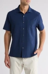 Greg Norman Stripe Seersucker Short Sleeve Button-up Golf Shirt