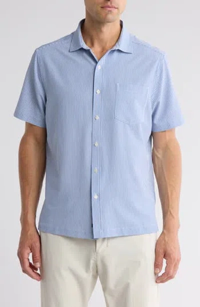 Greg Norman Stripe Seersucker Short Sleeve Button-up Golf Shirt
