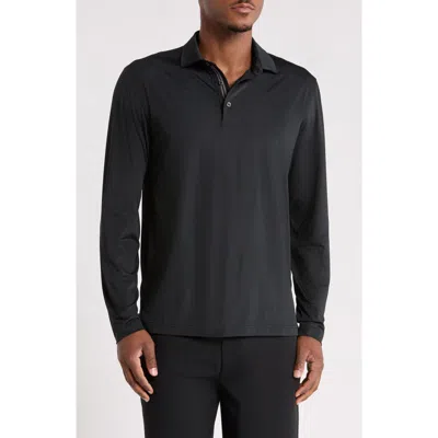 Greg Norman Tournament Stretch Performance Long Sleeve Polo In Black