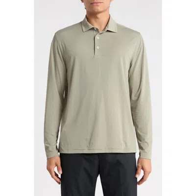 Greg Norman Tournament Stretch Performance Long Sleeve Polo In Gray