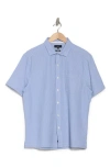 Greg Norman Stripe Print Seersucker Short Sleeve Shirt In Vineyard Blue