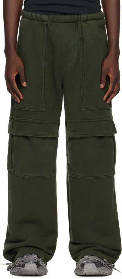 Greg Ross Khaki Cargo Lounge Trousers In Army Green
