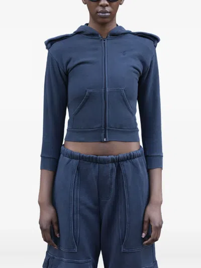 GREG ROSS SHRUNKEN EPAULETTED ZIP-FRONT HOODIE