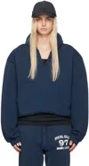 Greg Ross Ssense Exclusive Navy V-neck Hoodie In Navy