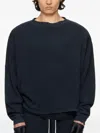 Greg Ross Waffle-knit Crew-neck Sweater In Black