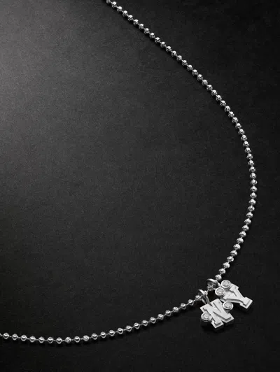 Greg Yuna Sÿlver Babÿ Umlaut Ny Initial Sterling Silver Diamond Pendant Necklace