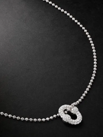 Greg Yuna Umlaut 18-karat White Gold Diamond Ball Chain Necklace In Silver