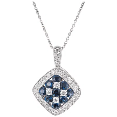 Pre-owned Gregg Ruth 1.25 Carat Sapphire Diamond White Gold Pendant Necklace