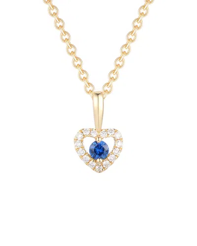Gregg Ruth 14k 0.14 Ct. Tw. Diamond & Blue Sapphire Heart Shape Pendant In No Color