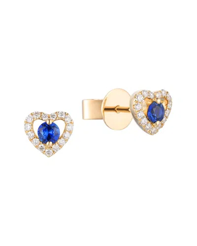 Gregg Ruth 14k 0.32 Ct. Tw. Diamond & Blue Sapphire Heart Shape Earring In Gold