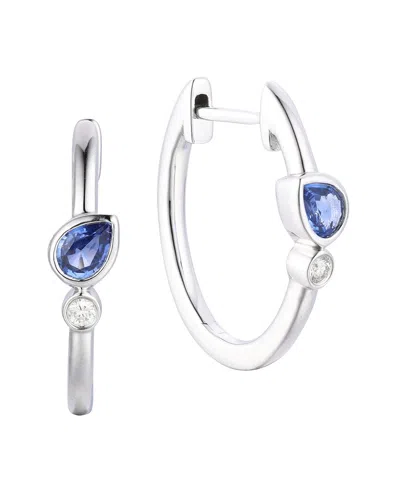 Gregg Ruth 14k 0.45 Ct. Tw. Diamond & Blue Sapphire Huggie Earring In Metallic