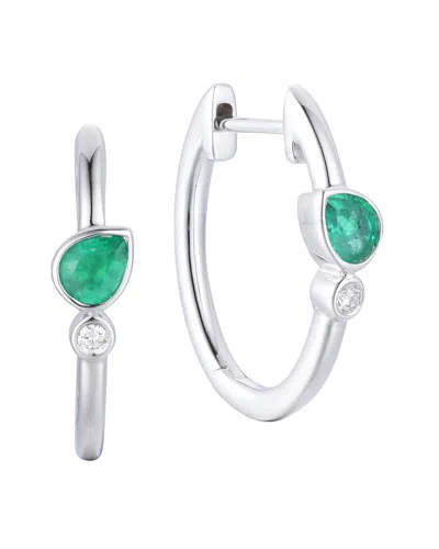 Gregg Ruth 14k 0.46 Ct. Tw. Diamond & Emerald Huggie Earring In Green