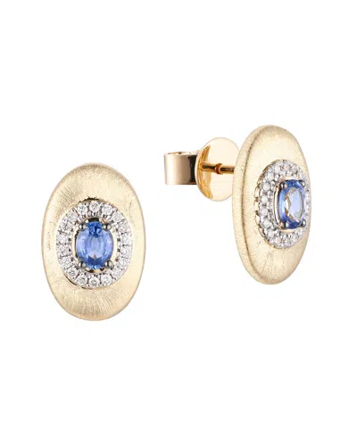 Gregg Ruth 14k 0.51 Ct. Tw. Diamond & Blue Sapphire Earring In Gold