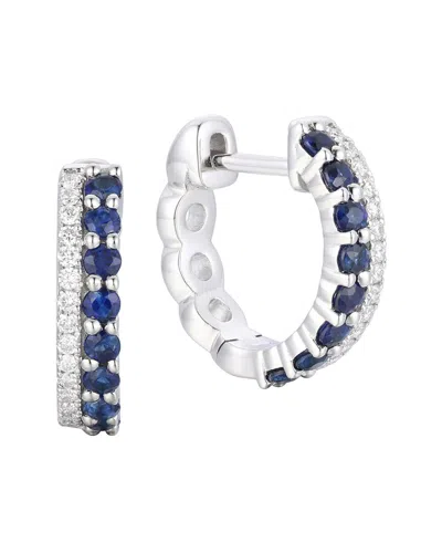 Gregg Ruth 14k 0.55 Ct. Tw. Diamond & Blue Sapphire Huggie Earring In Metallic