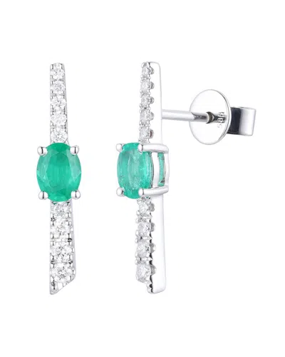 Gregg Ruth 14k 0.55 Ct. Tw. Diamond & Emerald Earring In Metallic