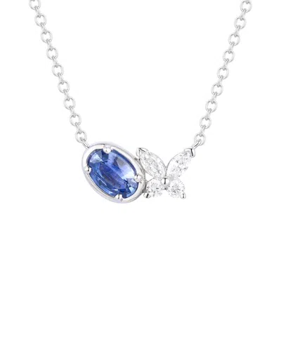Gregg Ruth 14k 0.57 Ct. Tw. Diamond & Blue Sapphire Pendant In Metallic