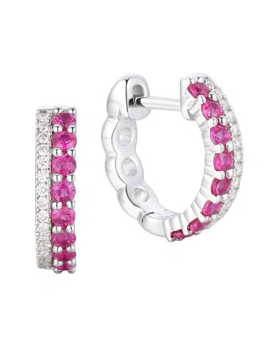 Gregg Ruth 14k 0.57 Ct. Tw. Diamond & Ruby Huggie Earring In Pink