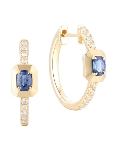 Gregg Ruth 14k 0.61 Ct. Tw. Diamond & Blue Sapphire Huggie Earring In Gold