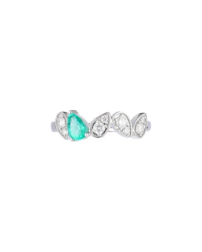Gregg Ruth 14k 0.61 Ct. Tw. Diamond & Emerald Ring In Metallic