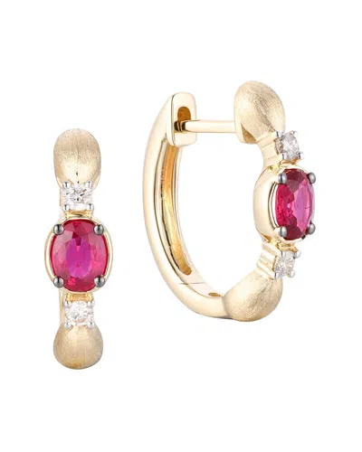 Gregg Ruth 14k 0.62 Ct. Tw. Diamond & Ruby Huggie Earring In Gold
