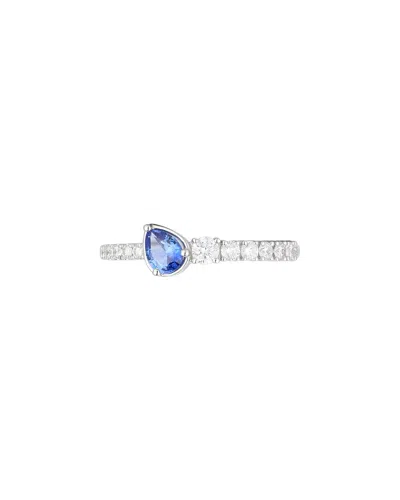 Gregg Ruth 14k 0.64 Ct. Tw. Diamond & Blue Sapphire Ring In Metallic