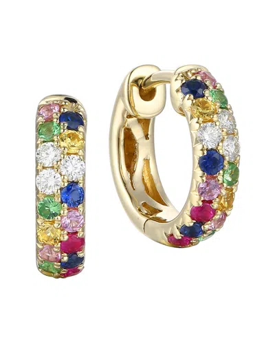 Gregg Ruth 14k 0.65 Ct. Tw. Diamond & Multi Sapphire Huggie Earring