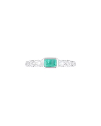 Gregg Ruth 14k 0.66 Ct. Tw. Diamond & Emerald Ring In Blue