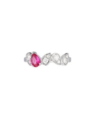Gregg Ruth 14k 0.67 Ct. Tw. Diamond & Ruby Ring In Silver