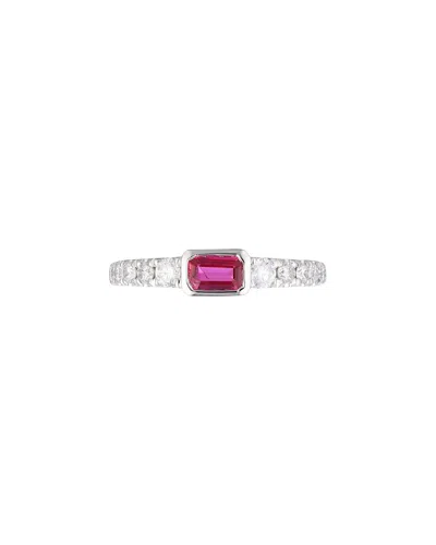 Gregg Ruth 14k 0.67 Ct. Tw. Diamond & Ruby Ring In Metallic