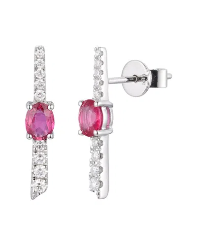 Gregg Ruth 14k 0.71 Ct. Tw. Diamond & Ruby Earring In Silver