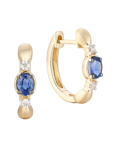 Gregg Ruth 14k 0.72 Ct. Tw. Diamond & Blue Sapphire Huggie Earring In Gold
