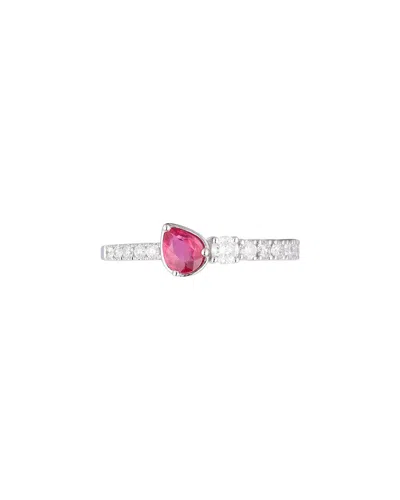 Gregg Ruth 14k 0.72 Ct. Tw. Diamond & Ruby Ring In Pink