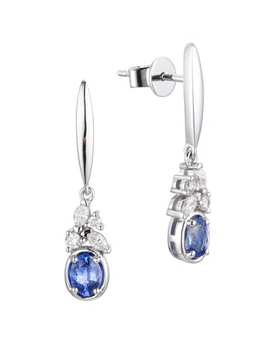 Gregg Ruth 14k 0.73 Ct. Tw. Diamond & Blue Sapphire Earring In Metallic